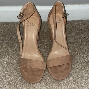 Nude suede heels